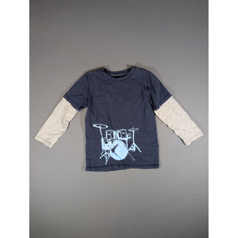 Carters Kids Navy Blue Future Rock Drum Graphic Long Sleeve Shirt Size 6